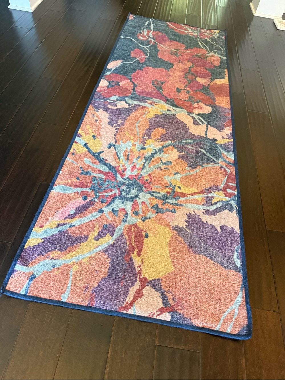 RUGGABLE Vibrant Floral Runner Rug - Multicolor (Watercolor Navy)